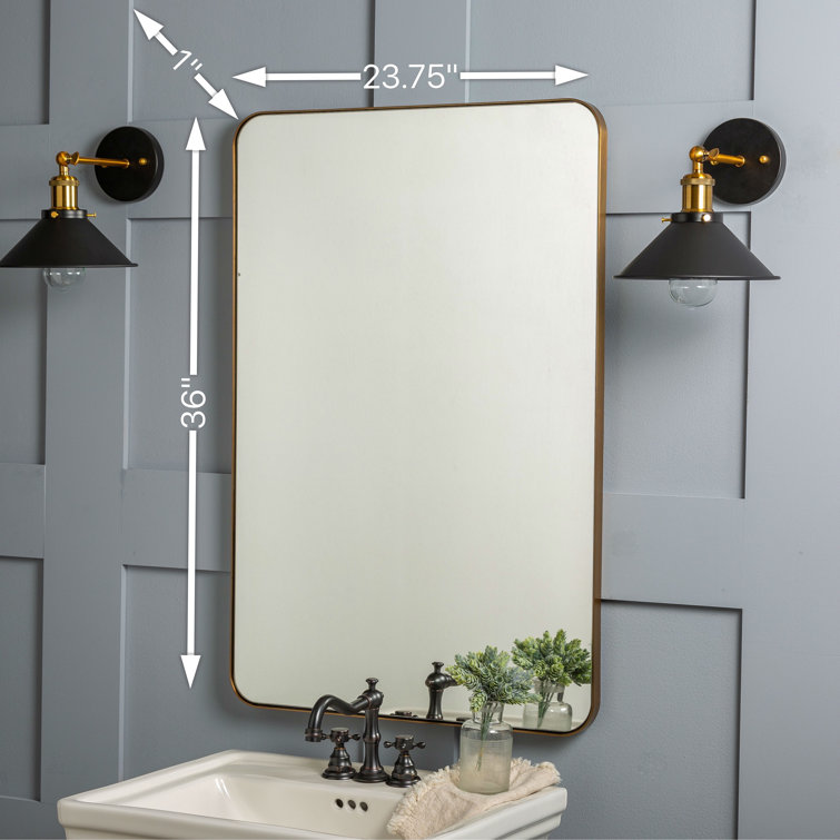 Gold Rectangular Metal Framed Wall Mirror