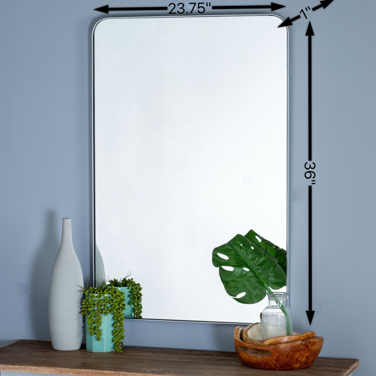 Silver Rectangular Metal Framed Shatterproof Mirror