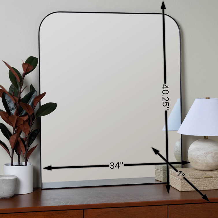 Elegant Matte Black Rectangular Vanity Wall Mirror