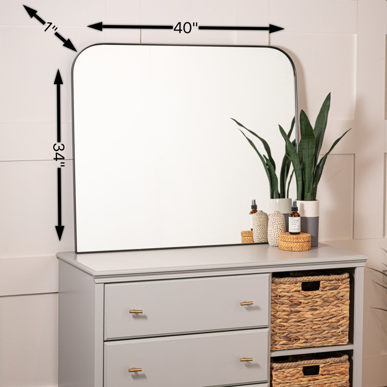 Elegant Matte Black Rectangular Vanity Wall Mirror