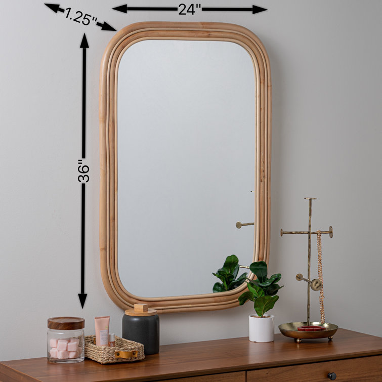 Reyna Rectangular Natural Bamboo 36" Wall Mirror