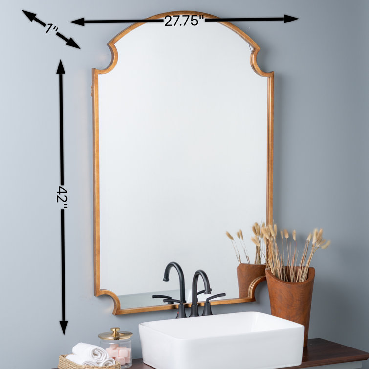 Luxurious Gold Leaf Rectangular Wood Wall Mirror