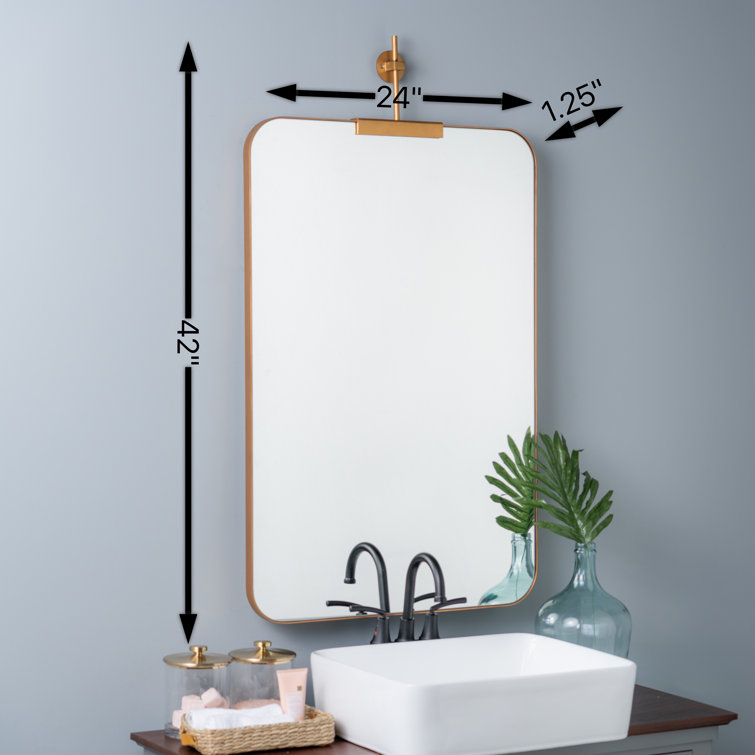 Gold Rectangular Metal Framed Wall Mirror