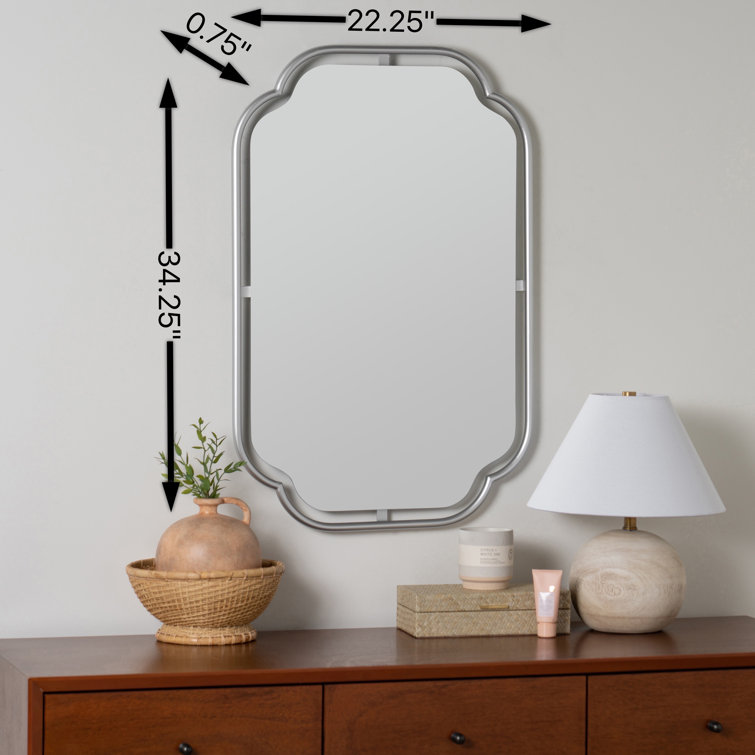 Silver Quatrefoil Metal Framed Rectangular Mirror