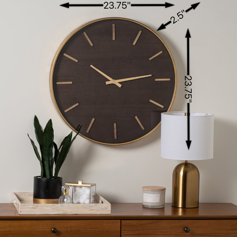 Mari 23.75'' Round Mahogany and Metal Wall Clock