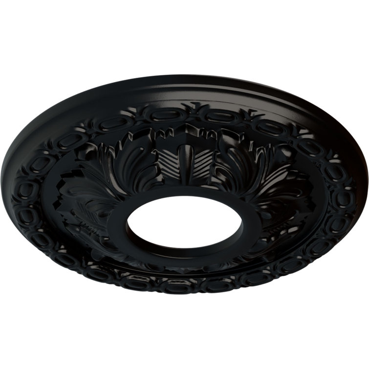 Jet Black Polyurethane Leaf Ceiling Medallion