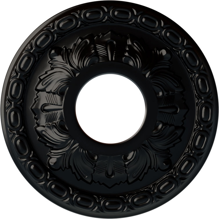 Jet Black Polyurethane Leaf Ceiling Medallion