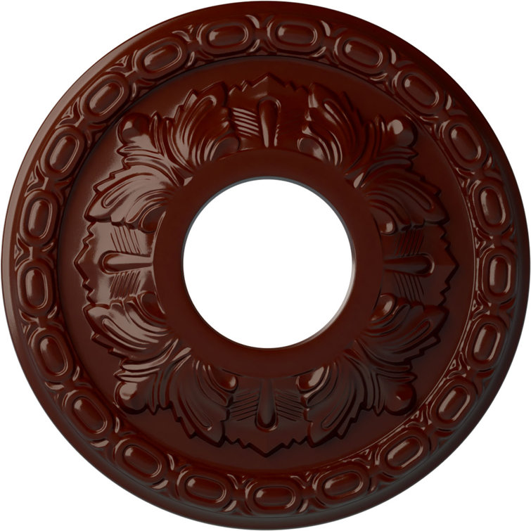 Brushed Mahogany Polyurethane Leaf Ceiling Medallion