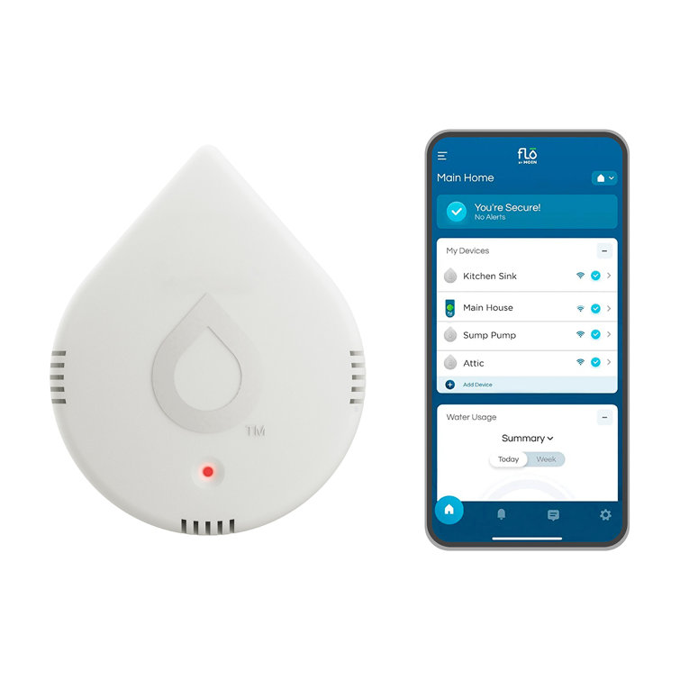 Moen Flo Smart White Battery-Powered Water Leak Detector
