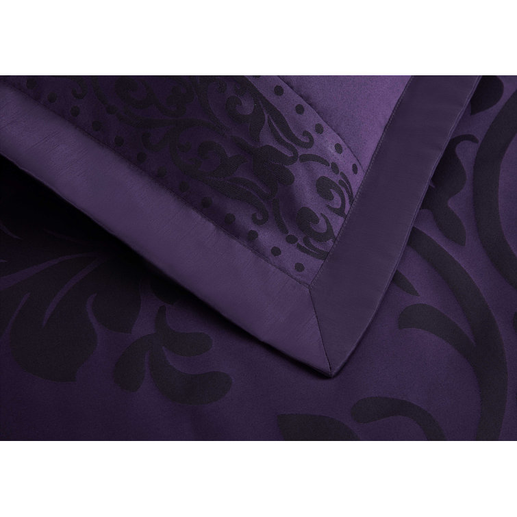 King Purple Jacquard Floral 7-Piece Comforter Set