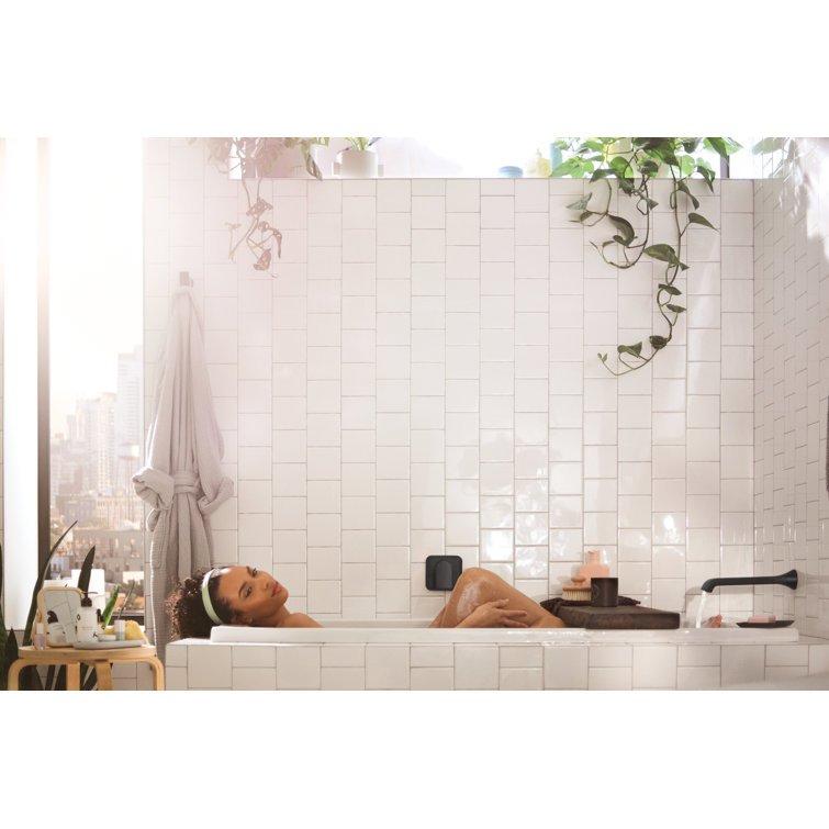 Matte Black Brass Single Handle Wall Mount Tub Filler