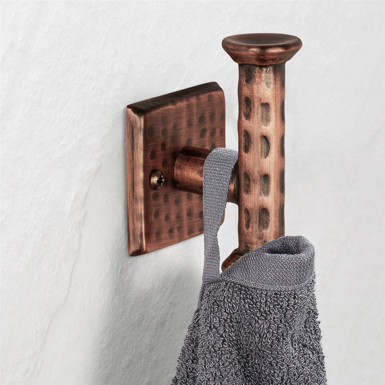 Antique Copper Hand Hammered Metal Multi-Purpose Wall Hooks, Set of 2