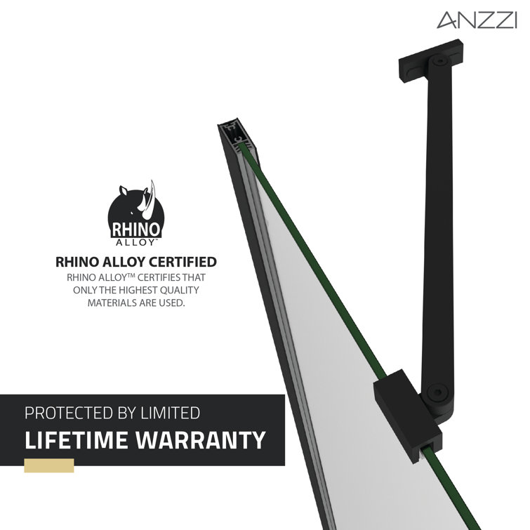 Matte Black Frameless Swinging Shower Door with Clear Glass