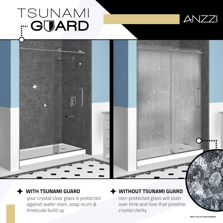 Madam Series 60" x 76" Polished Chrome Frameless Sliding Shower Door