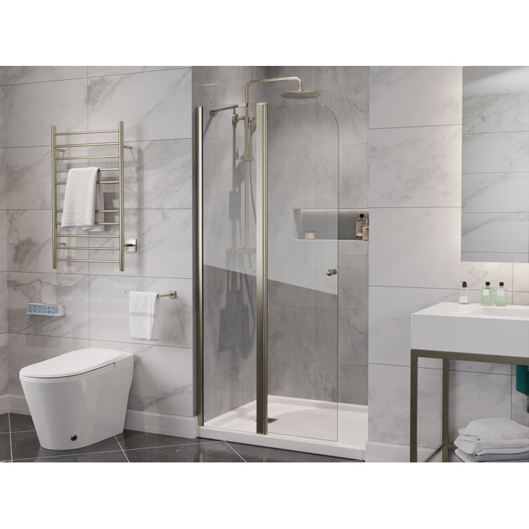 ANZZI 72-Inch Frameless Clear Glass Shower Door with Brushed Nickel Finish