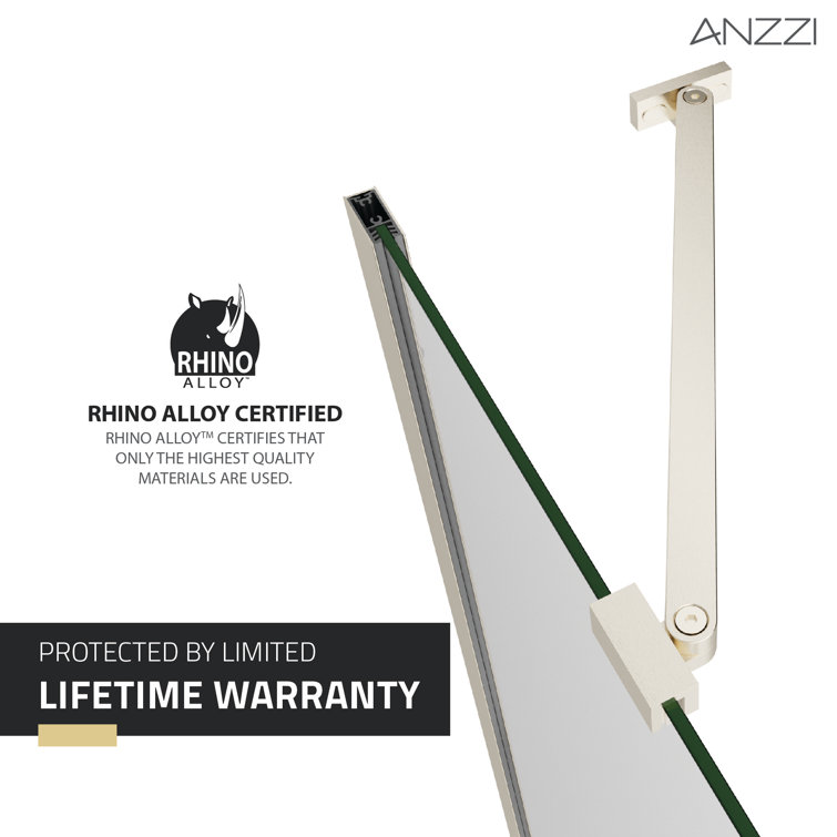 ANZZI 72-Inch Frameless Clear Glass Shower Door with Brushed Nickel Finish