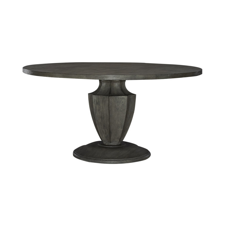 Havana Brown 60'' Round Pedestal Dining Table Set with Sand Upholstered Chairs