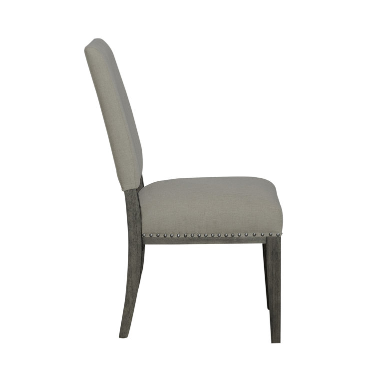 Havana Brown Upholstered Side Chair with Nailhead Trim