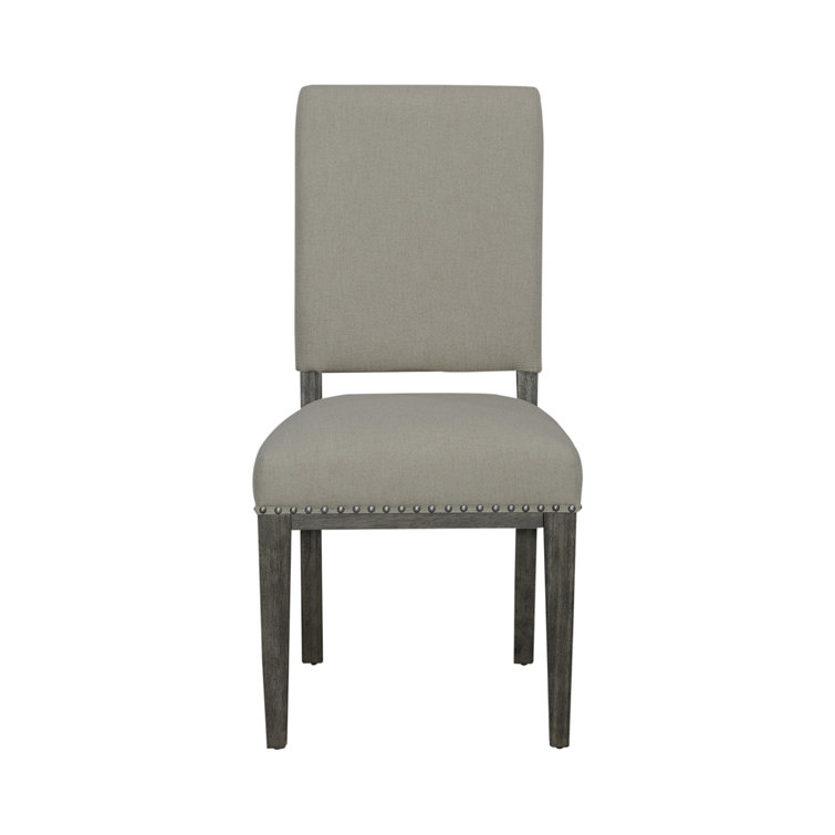 Havana Brown Upholstered Side Chair with Nailhead Trim