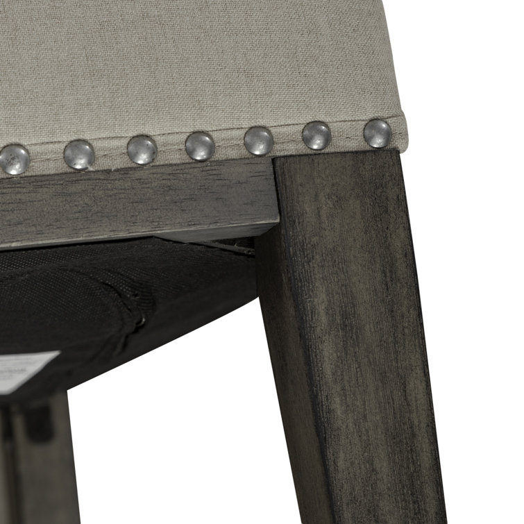 Havana Brown Upholstered Side Chair with Nailhead Trim