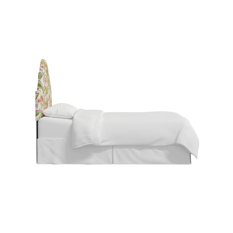 Full Floral Blush Linen Upholstered Headboard with Solid Wood Frame