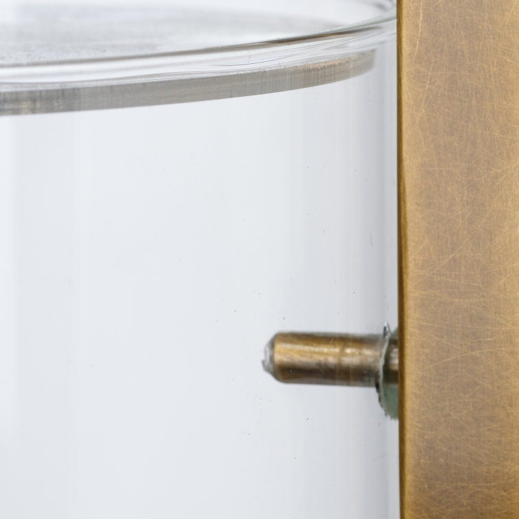 Sleek Antique Brass & Clear Glass Cylinder Pendant Light