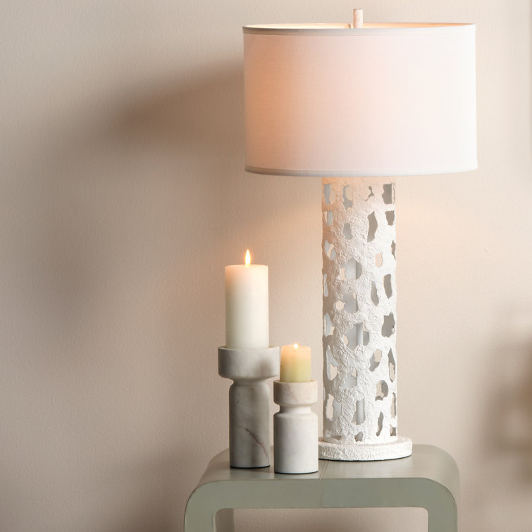 Contemporary White Marble Sleek Candlestick