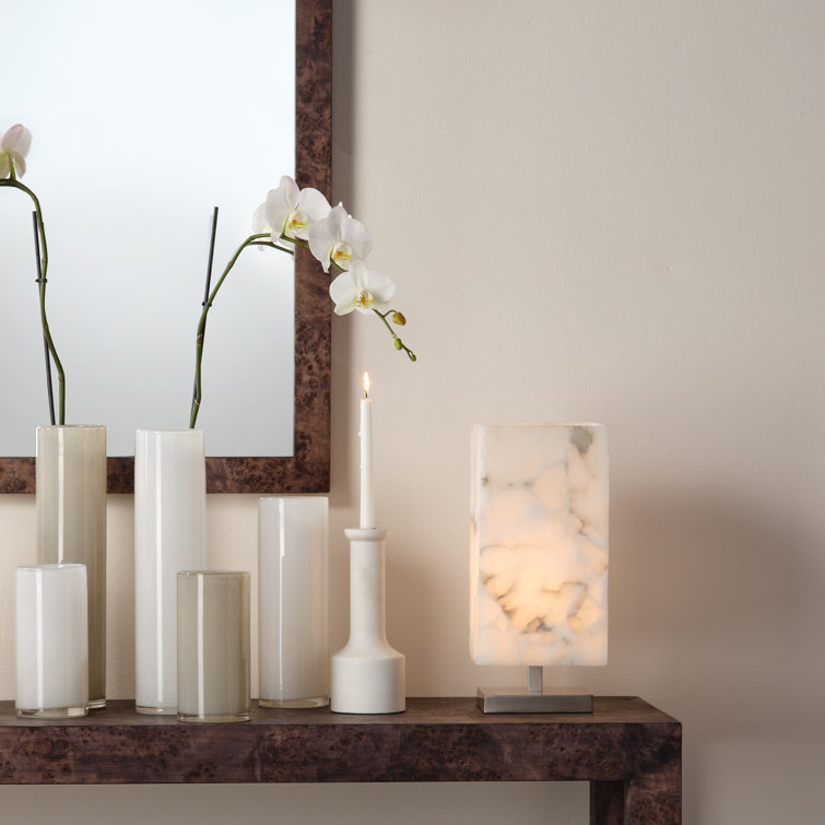 White Marble Contemporary Candlestick Set of 2