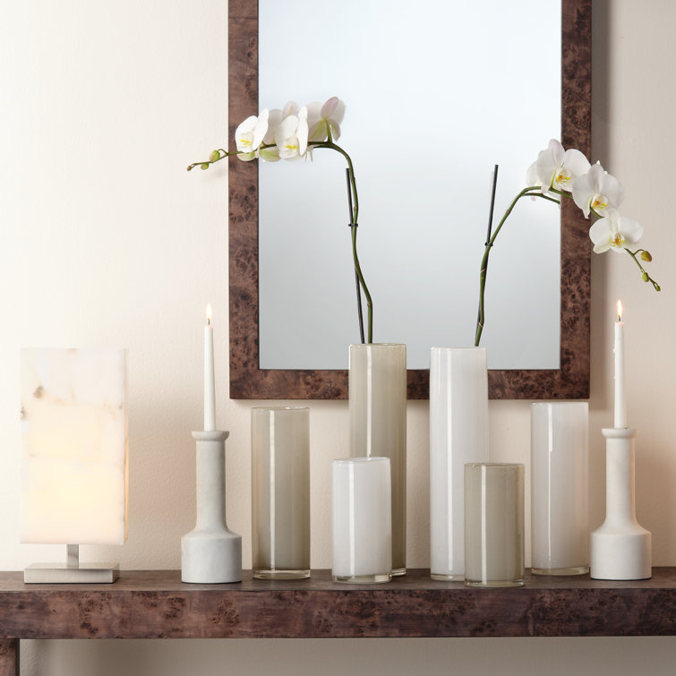 White Marble Contemporary Candlestick Set of 2