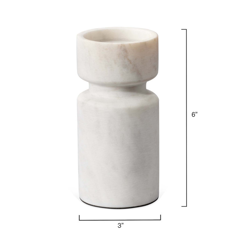 Contemporary White Marble Sleek Candlestick