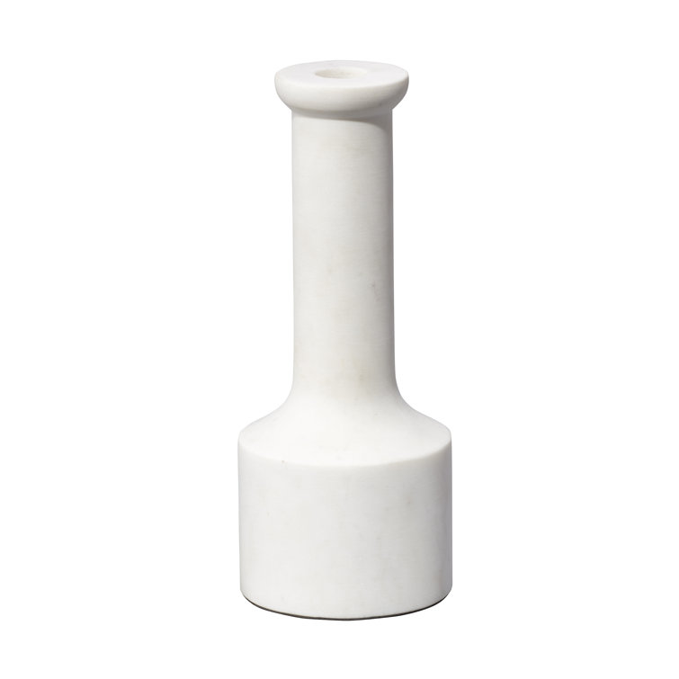 White Marble Contemporary Candlestick Set of 2