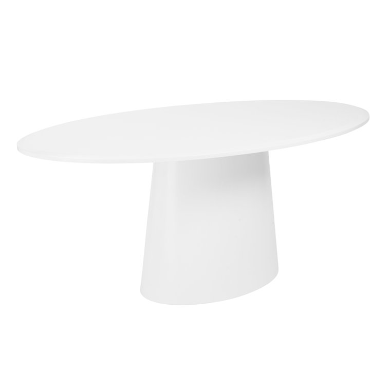 Contemporary Mid-Century 78'' Oval Wood Dining Table in Matte White
