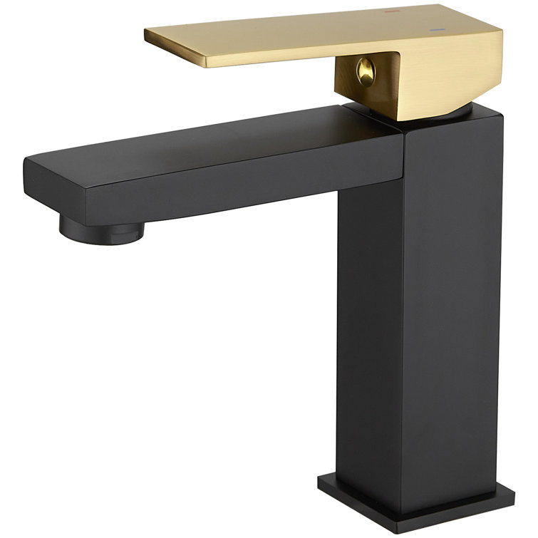 Matte Black and Brushed Gold Single-Handle Bathroom Faucet