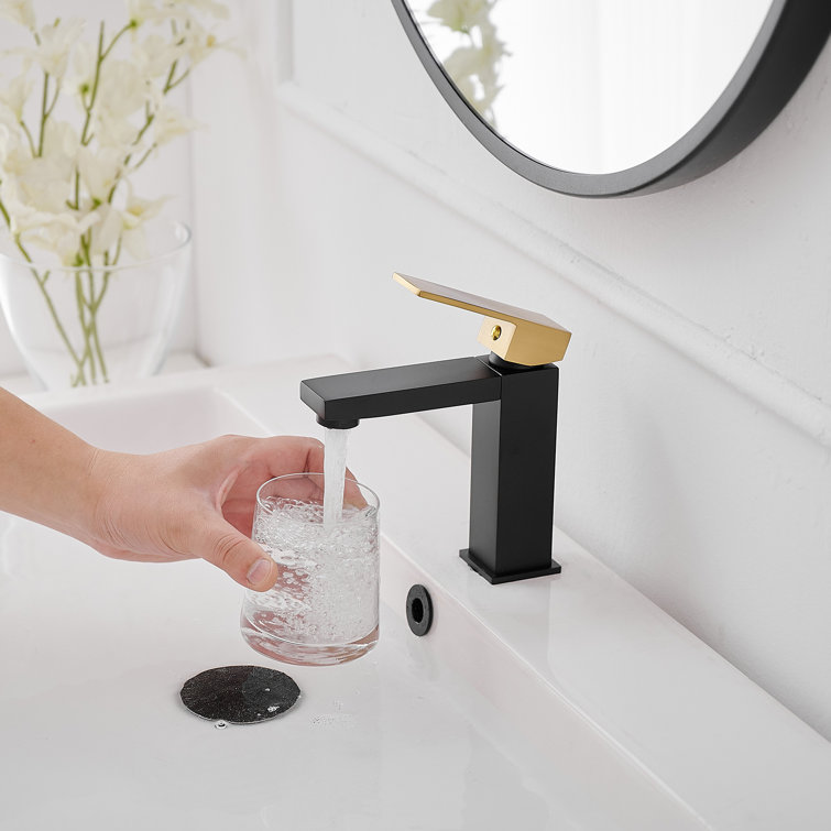 Matte Black and Brushed Gold Single-Handle Bathroom Faucet