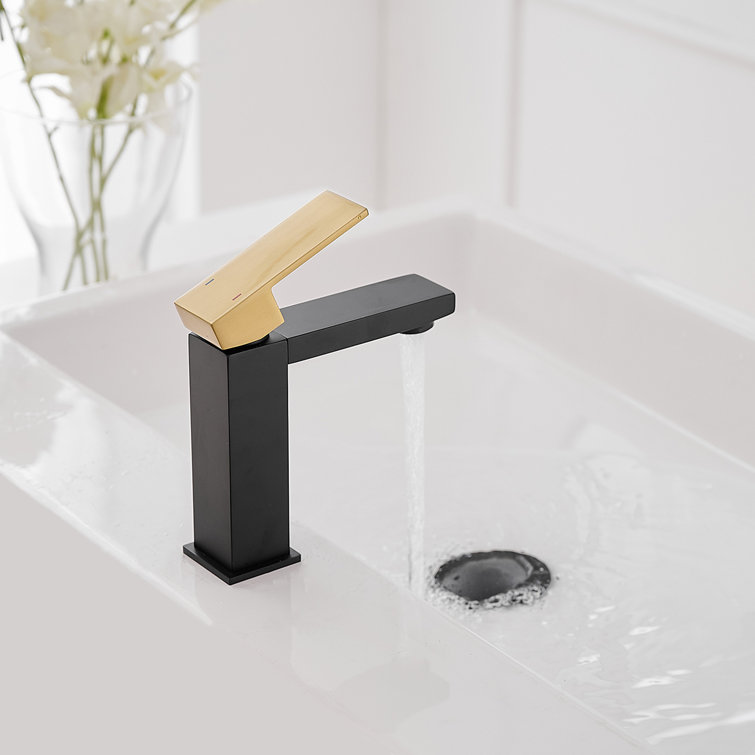Matte Black and Brushed Gold Single-Handle Bathroom Faucet