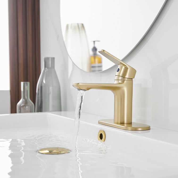 Brushed Gold Stainless Steel Single Handle Bathroom Faucet