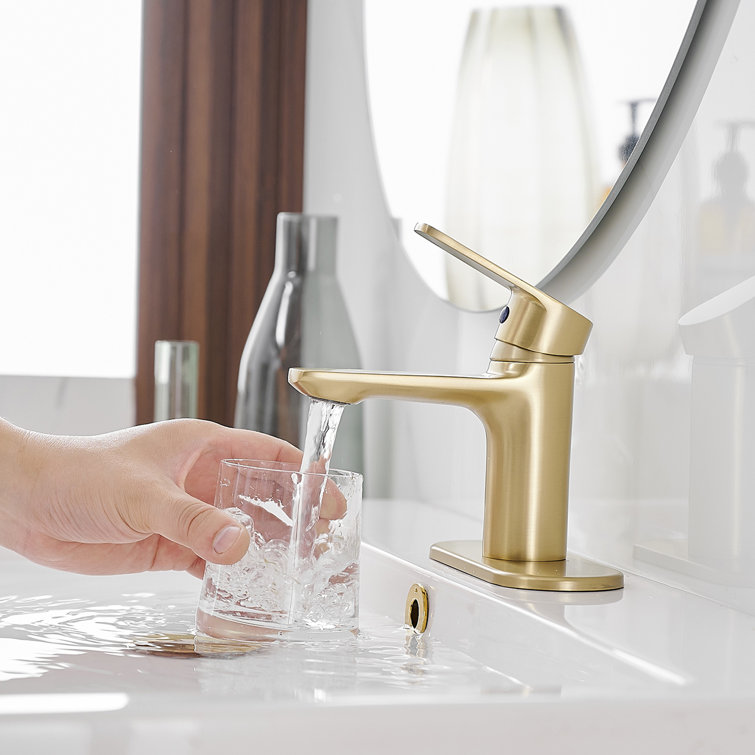 Brushed Gold Stainless Steel Single Handle Bathroom Faucet