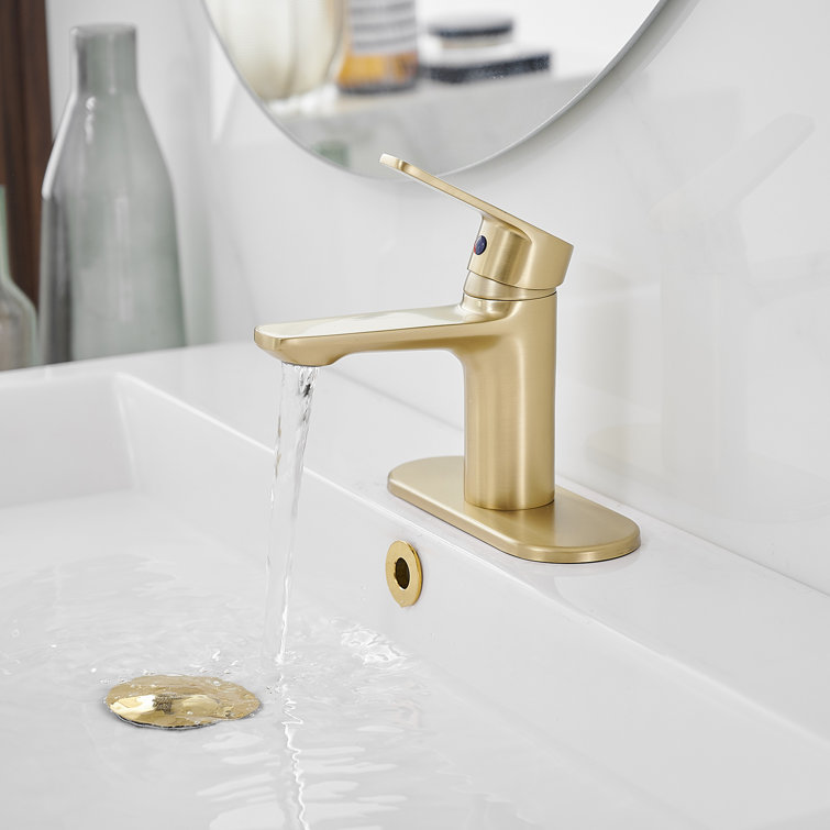 Brushed Gold Stainless Steel Single Handle Bathroom Faucet