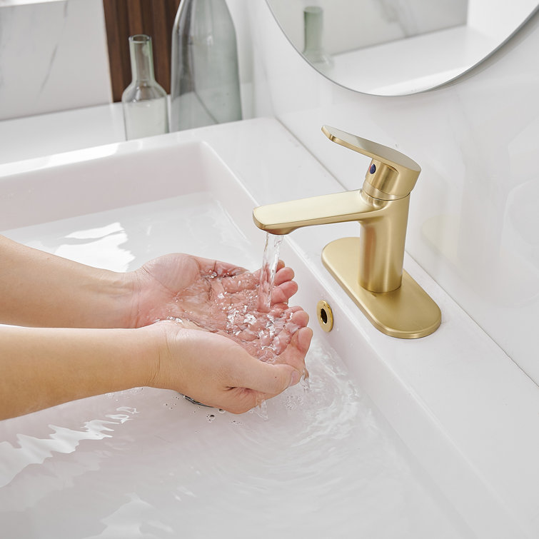 Brushed Gold Stainless Steel Single Handle Bathroom Faucet