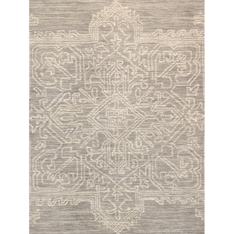 Ivory Abstract Handmade Wool and Viscose Rug