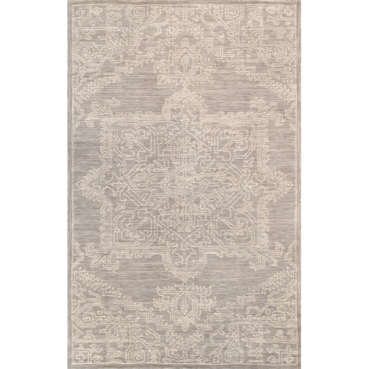 Ivory Abstract Handmade Wool and Viscose Rug