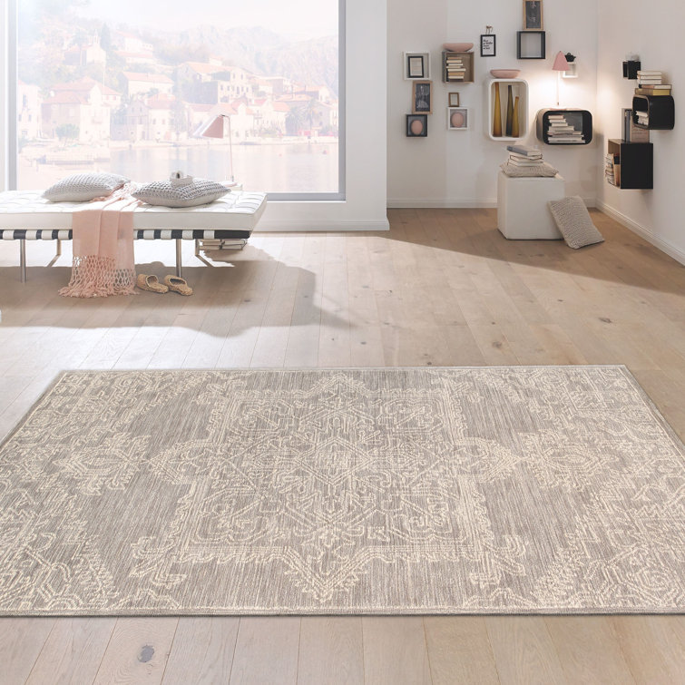 Ivory Abstract Handmade Wool and Viscose Rug