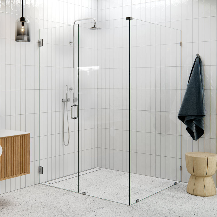 78" Frameless Clear Glass Shower Enclosure with Chrome Finish