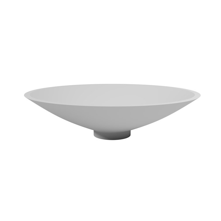 Mahdi Matte White Ceramic Round Vessel Sink, 18.9"