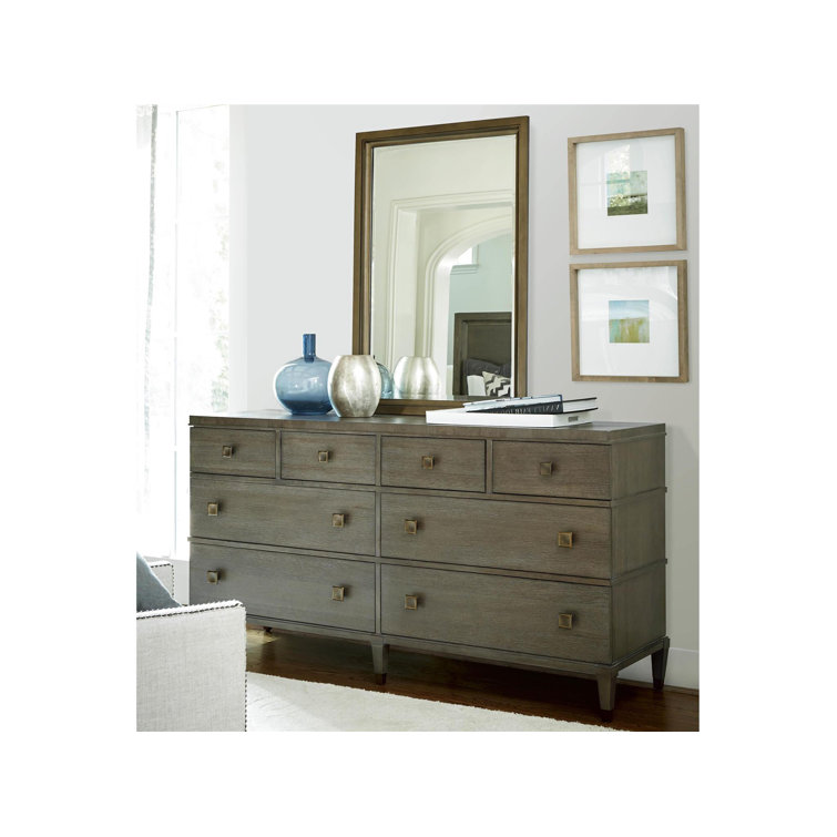 Transitional Brown Double Dresser with Dovetail Drawers