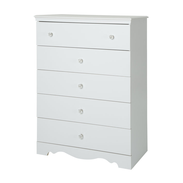 Elegant Crystal Double 5-Drawer Chest in Pure White