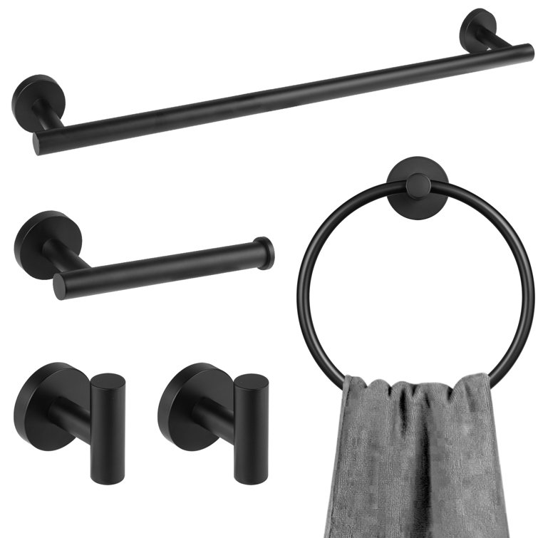 Matte Black Stainless Steel 5-Piece Bathroom Hardware Set
