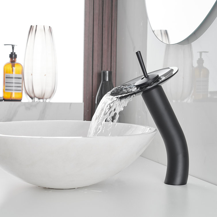 Matte Black Stainless Steel Waterfall Vessel Sink Faucet