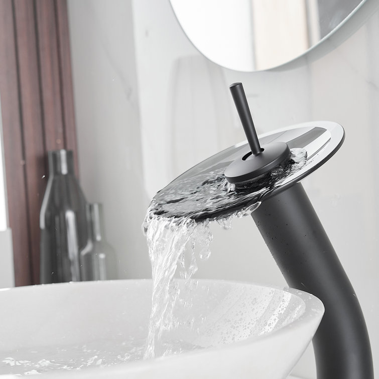Matte Black Stainless Steel Waterfall Vessel Sink Faucet