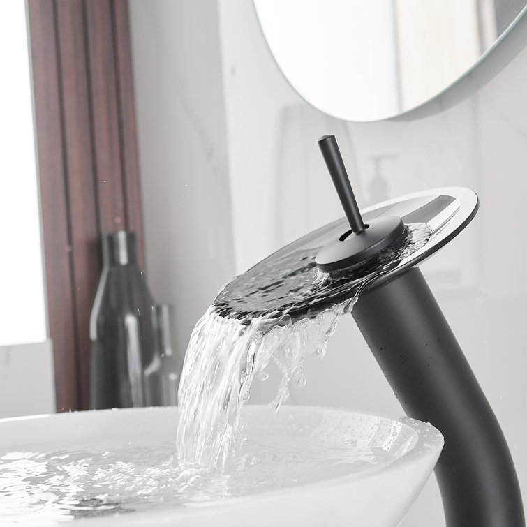 Matte Black Stainless Steel Waterfall Vessel Sink Faucet
